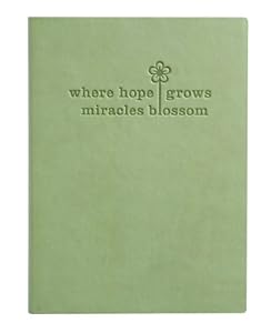 Sage Green Embossed Miracles Blossom Leather Writing Journal - Lined