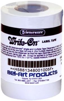 Scienceware Write-On 134800100, 15 Yards Length x 1" Width,  White Fluoropolymer  Label Tape (Pack of 3)