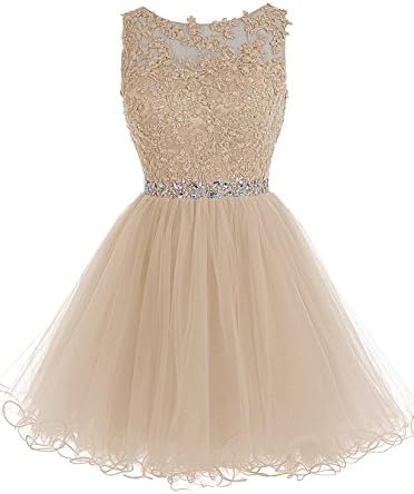 Jie's Women's Tulle Beading Homecoming Dresses Short Applique Prom Party Gowns JD005