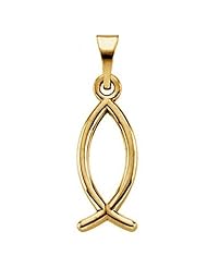Jesus Ichthus Fish Pendant - 14k Yellow Gold - 19mm New