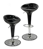 FTS - Counter Stool with Air Lift -2- Piece Set Black and Polished Steel 136-120-25