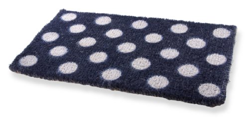 Navy Blue Polka Dot Spotty Coir Door Mat Doormat