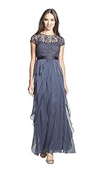 Cocktail Round Neck Short Sleeves Floral Print Tiered Lace  Evening Dress/Bridesmaid Dress/Prom Dress/Party Dress/Wedding Dress  With Ruffles