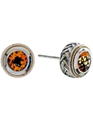 Balissima By Effy Collection Sterling Silver and 18k Yellow Gold Citrine Earrings