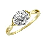 14k Two-Tone Gold Diamond Wedding Engagement Ring / Band, Size 7 (HI, SI-I, 0.20 carat)