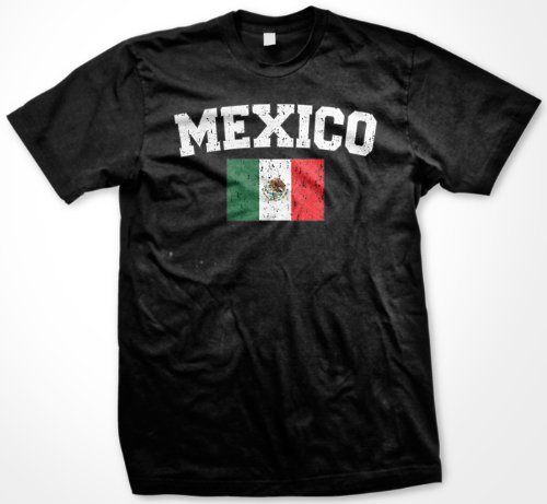 Mexico Flag International Soccer T-shirt, Mexican Soccer Mens T-shirt, XX-Large, Charcoal