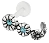Sparkle Flowers 925 Sterling Silver Tragus Cuff Earring
