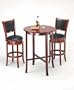 York Cherry Pub Table Set With 2 Leather Like Chairback