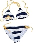 Corona Extra Navy Blue & White Stripe Women's String Bikini (Large)