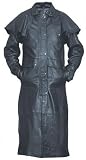 Goatskin Leather Coat Duster with Zip-out liner, Leg-straps, and Removable Cape
