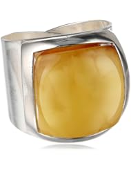 Sterling Silver Butterscotch Amber Square Adjustable Ring