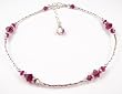 Ruby - July - Birthstone Sterling Silver Ankle Bracelets:Swarovski Crystal Adjustable Beaded Anklets.