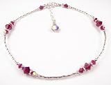 Ruby - July - Birthstone Sterling Silver Ankle Bracelets:Swarovski Crystal Adjustable Beaded Anklets. Handmade Jewelry