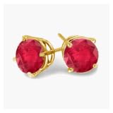1.00 CT Genuine Natural Ruby Earrings in Solid 14kt