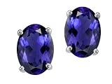 2.00 cts Genuine Oval Iolite Earring Studs - 14kt White or Yellow Gold