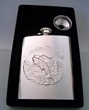 Stainless Steel Chrome Finish Fish Fishing Flask -8oz