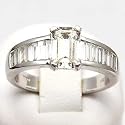 Certificated 18ct White Gold 1.75ct Baguette Diamond Ring With Large Emerald Cut Centre Stone