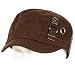 New Brush Cotton Cadet Military Stitch Cap Hat Brown