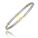 Subtil Diamant - Bacelet acier et or - Or Jaune 750/1000 - longueur 21 cm