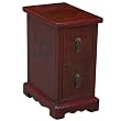 Handmade Oriental Furniture - 19" Antique Style Red Leather End Table - Oriental Heirloom