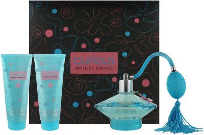 Curious by Britney Spears for Women Tempting Trio Set Includes: 3.3 oz Eau de parfum Spray + 3.3 oz Deliciously Whipped! Body Souffle + 3.3 oz Lather Me Up! Shower Gel