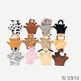 6 Plush Velour Animal Hand Puppets