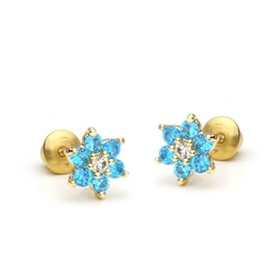Cheap Girls Jewelry 14k Gold Plated Baby Blue Topaz Flower Children Screwback Earring With 925 Silver Post Baby, Toddler, Kids & Children For Sale Cheap Girls Jewelry 14k Gold Plated Baby Blue Topaz Flower Children Screwback Earring With 925 Silver Post Baby, Toddler, Kids & Children For Sale