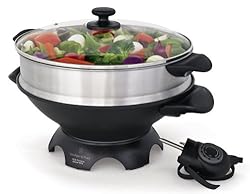 Wolfgang Puck WPWK0035 Electric Gourmet 6-Quart-Capacity Wok with Steaming Tray