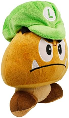 Super Mario Bros Plush Goomba with Green Cap Doll Soft Stuffed Plush Toy Anime Collectionbirthday Gifts 7.9 Inch/20cm Tall
