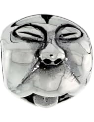Sterling Silver Funny Face w/ Tongue Out Bead Charm for most Charm Bracelets