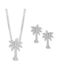 Diamond Palm Tree Jewelry Set in 14K White Gold (1/3 cttw)