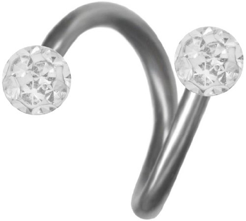 Clear 3mm Ferido Cartilage Earring Spiral Barbell 18g-16g Steel Barbell-Helix Lip-Ring-Nipple-Tragus Hoop