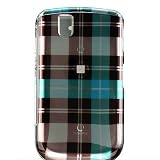 Premium Designer Hard Crystal Snap-on Case for Blackberry Tour 9630 Case - Blue, Green Checkers Print