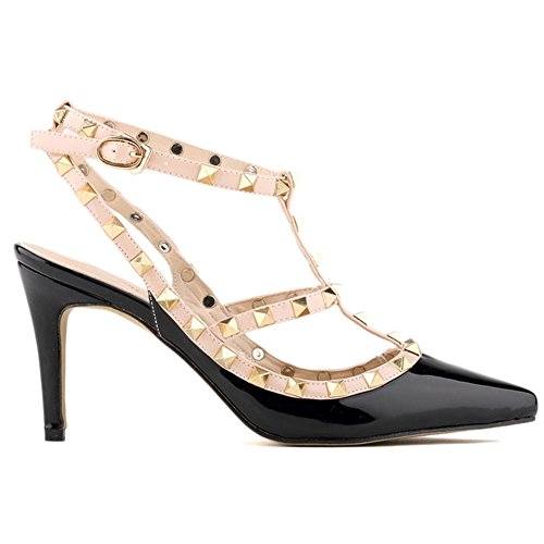 Kunsto Designer's Women's Closed Toe Studded High Heel Pumps
