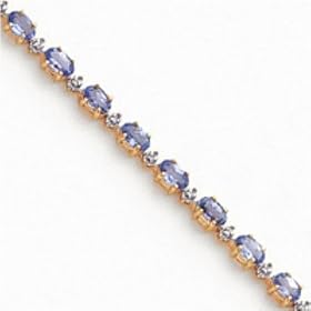 14k Gold Completed Fancy Diamond Tanzanite Bracelet by GOLDIA