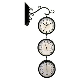 Geneva 3 Piece Hanging Outdoor Clock, Green