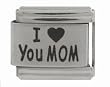 SilverBin I Heart You Mom Stainless Steel Italian Charm Link