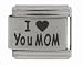 SilverBin I Heart You Mom Stainless Steel Italian Charm Link