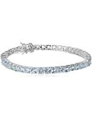 Sterling Silver and Gemstone Tennis Bracelet, 7.25"