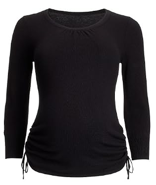 Maternity Black Three Quarter Sleeve Ruched Side Jumper