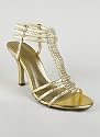 Metallic Rhinestone T-Strap Heel