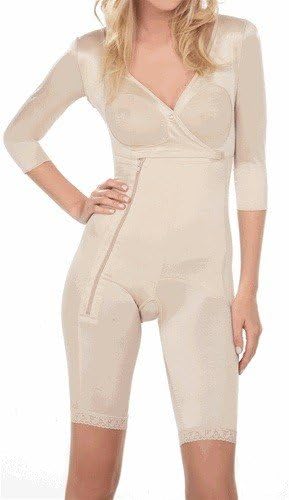 Annette After Surgery Full Body Girdle with 3/4 Sleeves Style 17367 - Black - 2XLarge