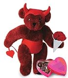 15" Horny Devil Teddy Bear With Roses and Small Box of Chocolates
