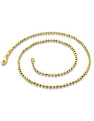 14K Gold Plated Silver Italian Bead Chains 2.2MM (16", 18", 20", 22", 24", 30" Inch Lengths)