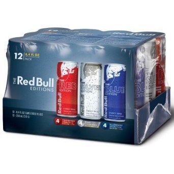 【日本未発売】Red Bull レッドブル Editions, アメリカ版（250ml x 12缶）シルバー・レッド・ブルー　Red Bull Editions, US Formula (12 x 250-ml cans) 4 Each of Cranberry, Lime & Blueberry