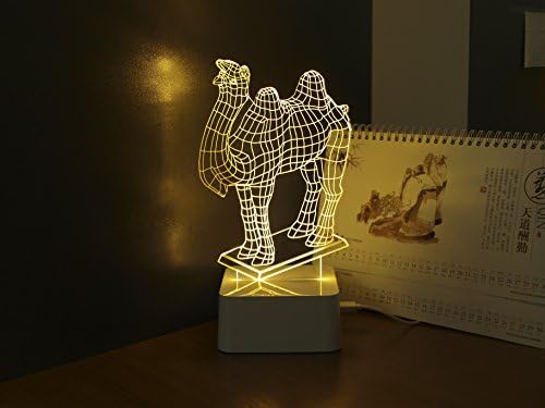 Hideeled 3d Illusion Table Lamp Light, Warm White Color Lighting with Various Design to Choose (Camel)