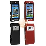 Two Rubberized Cases Combo for Nokia N8, Black and Red