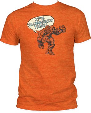  MARVEL FANTASTIC 4 THE THING "It's Clobberin' Time!" HEATHER ORANGE JERSEY MENS S/S T-SHIRT