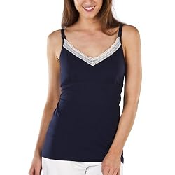 Gilligan and O'Malleyandreg; Womens Full Sling Nursing Tank With Lace Navy