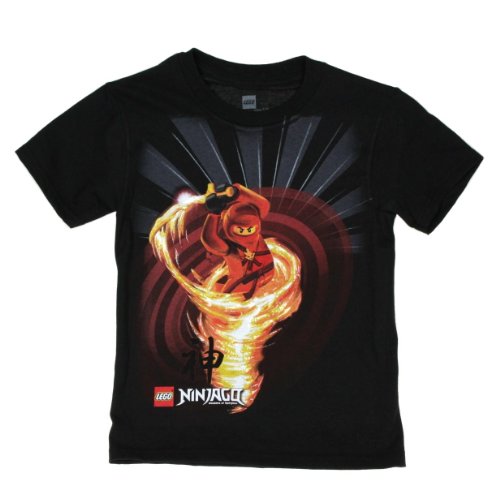 Lego Ninjago Kai Red Ninja Boys Black T-shirt (14, Black)